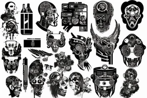 black greek cyberpunk tattoo idea