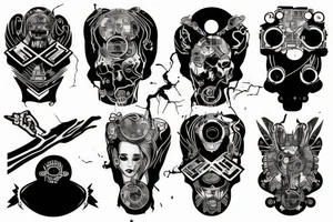 black greek cyberpunk tattoo idea