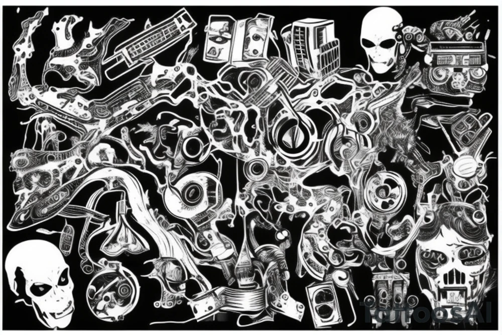 black cyberpunk tattoo idea