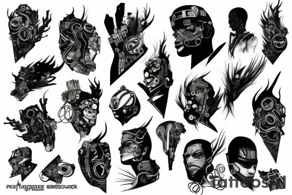 black cyberpunk tattoo idea