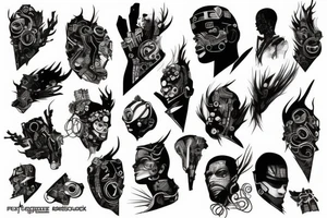 black cyberpunk tattoo idea