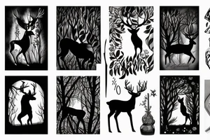 Dark theme, deertaur walking in the shadows tattoo idea