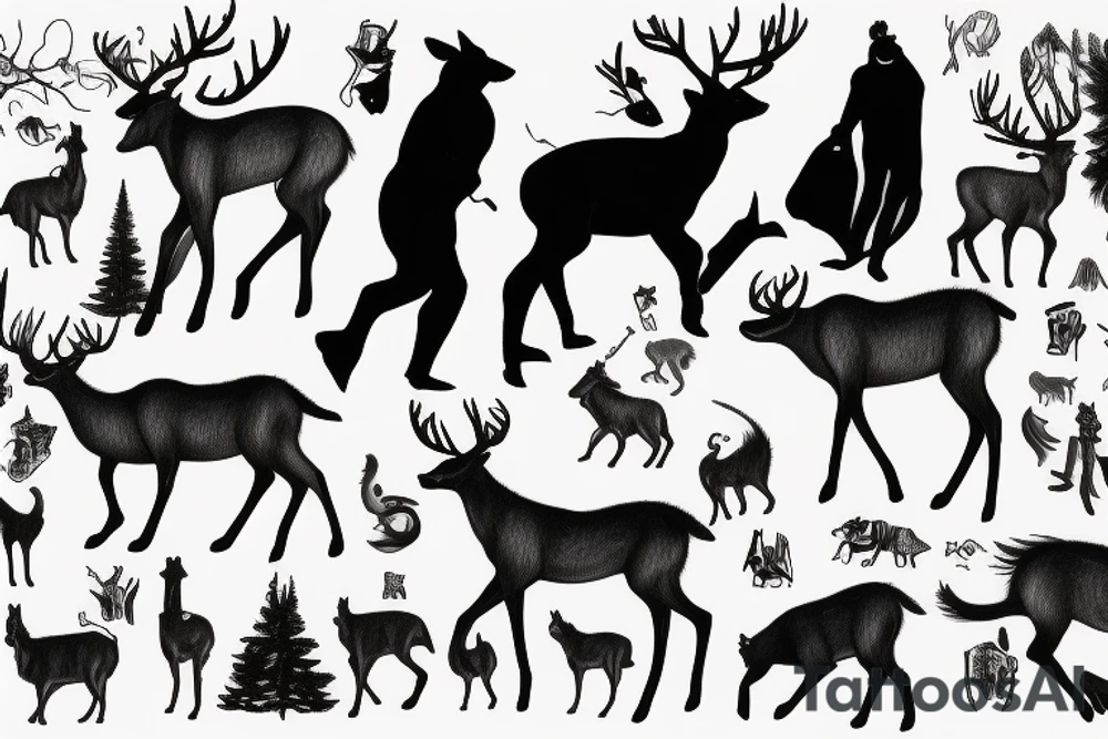 Dark theme, deertaur walking in the shadows tattoo idea Dark theme, deertaur walking in the shadows tattoo idea