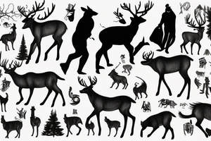 Dark theme, deertaur walking in the shadows tattoo idea