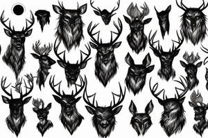 horror themed deer walking in the shadows tattoo idea