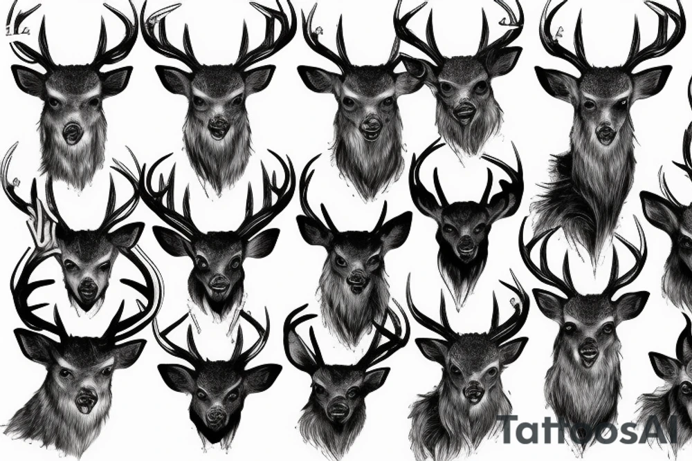 horror themed deer tattoo idea