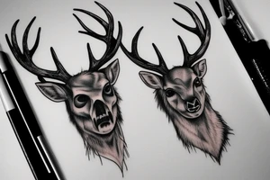 horror themed deer tattoo idea