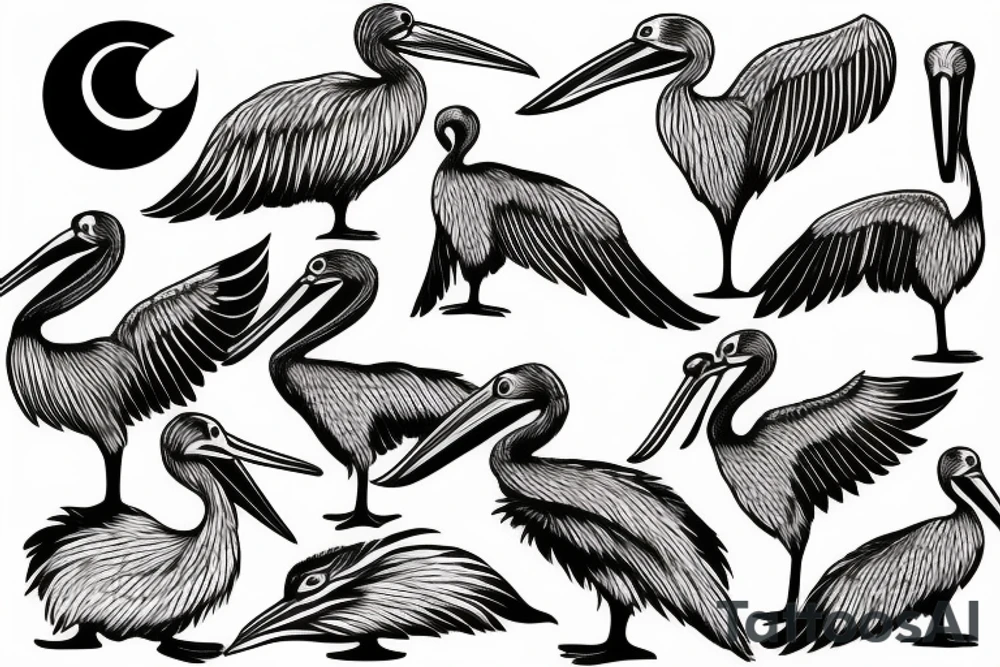 Pelican flying tattoo idea