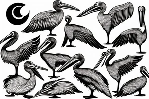 Pelican flying tattoo idea