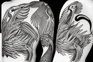 Pelican flying tattoo idea
