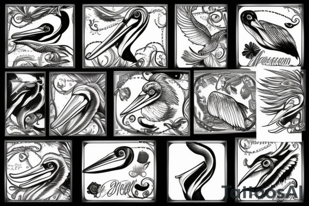 Pelican flying tattoo idea