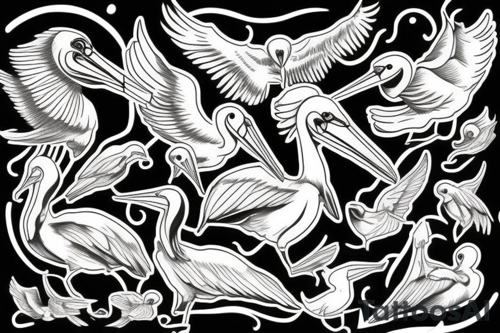 Pelican flying tattoo idea