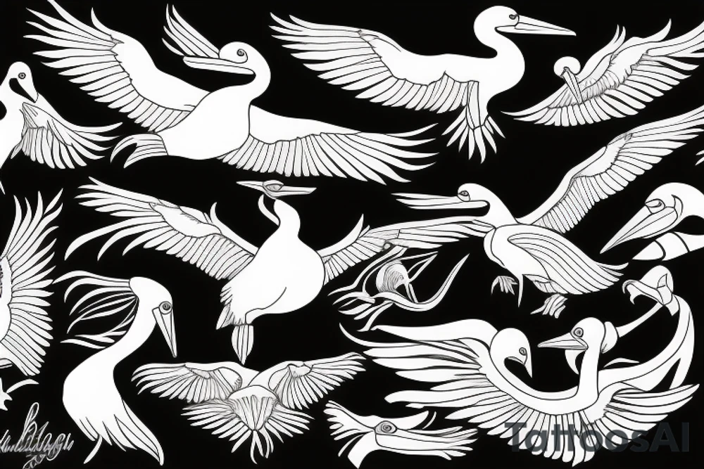 Pelican flying tattoo idea