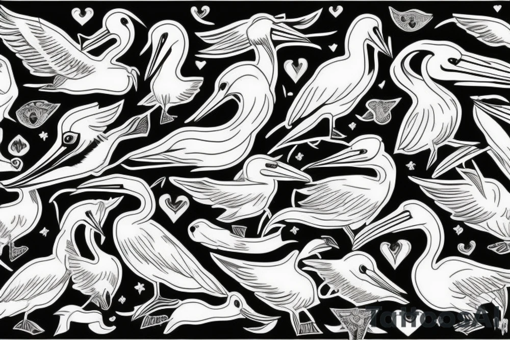 Pelican flying tattoo idea