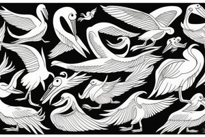 Pelican flying over the sea tattoo idea
