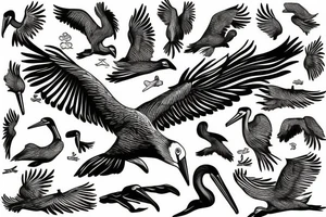 Pelican flying over the sea tattoo idea