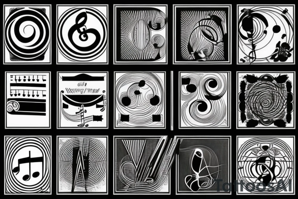 Piano keyboard and music symbols tattoo idea