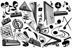 Piano keyboard and music symbols tattoo idea