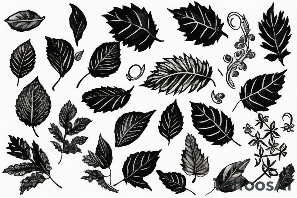 Leaves and flowers in  wine tattoo idea