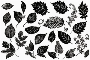 Leaves and flowers in  wine tattoo idea