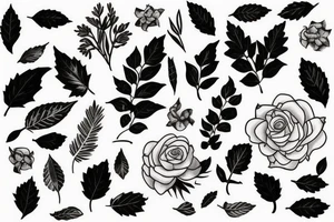 Leaves and flowers in  wine tattoo idea