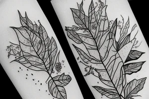 Leaves and flowers in wine tattoo idea