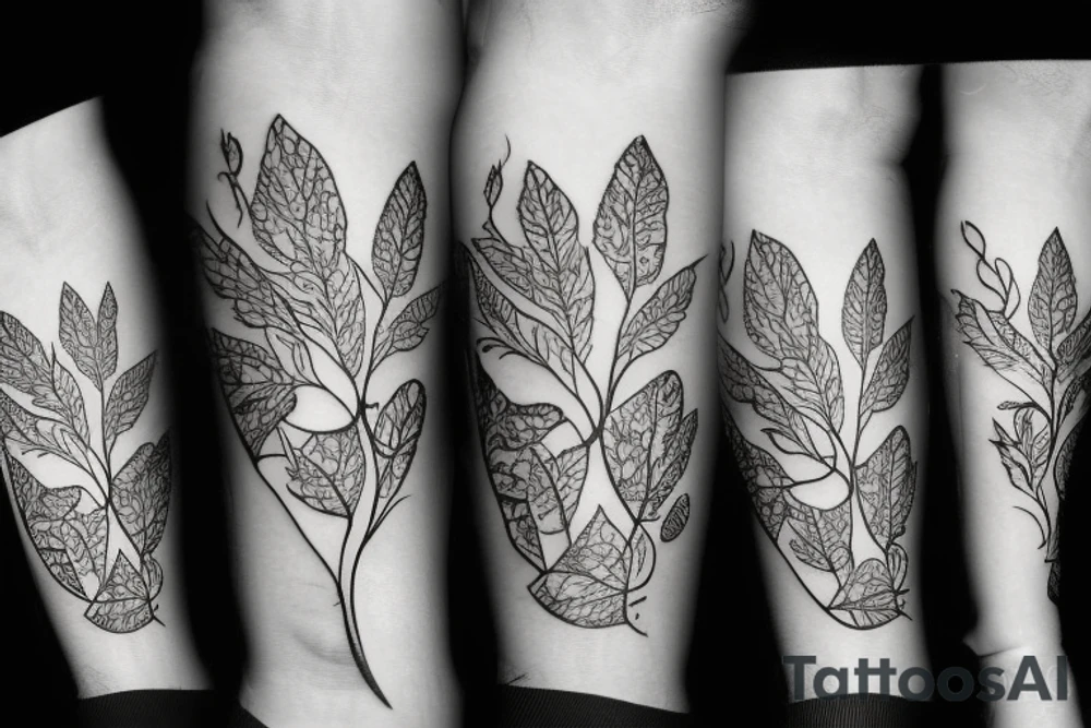 Leaves and flowers in wine tattoo idea