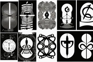 Piano keyboard and music symbols and simple composition tattoo idea