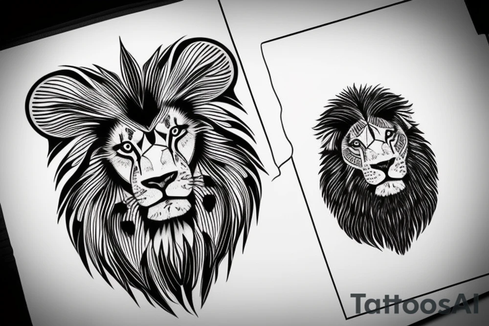 Black lion tattoo idea