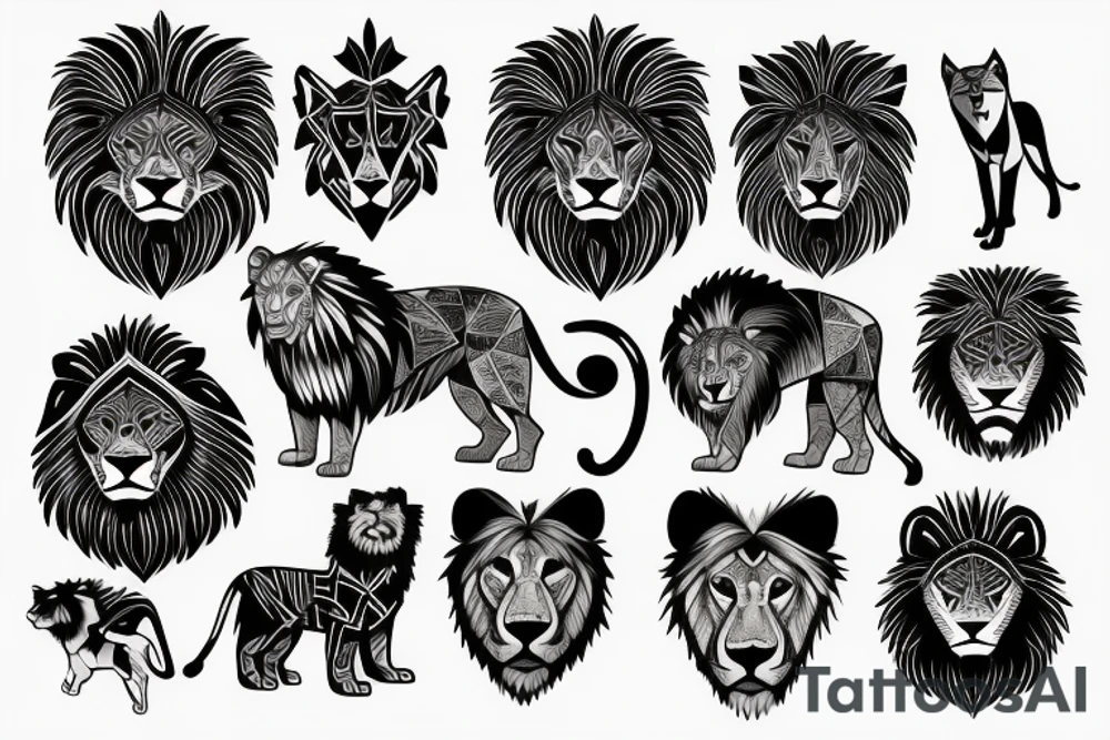 Black lion tattoo idea
