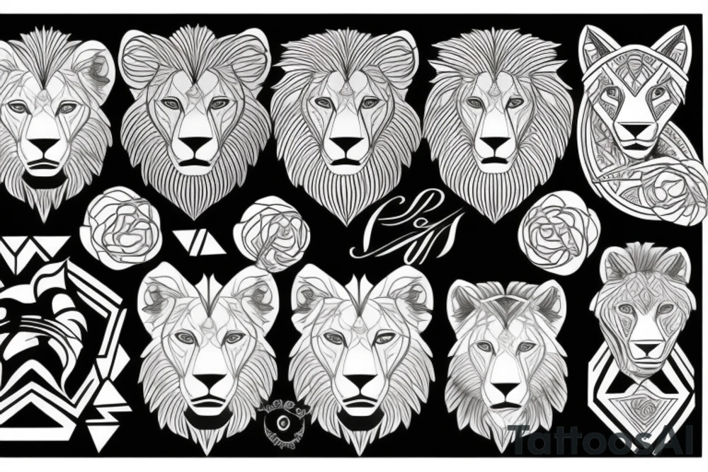 Black lion tattoo idea