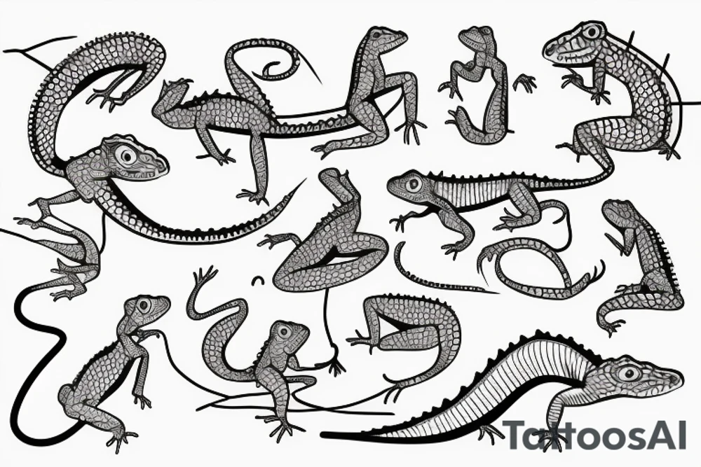 simple lizard minimalist outline tattoo idea