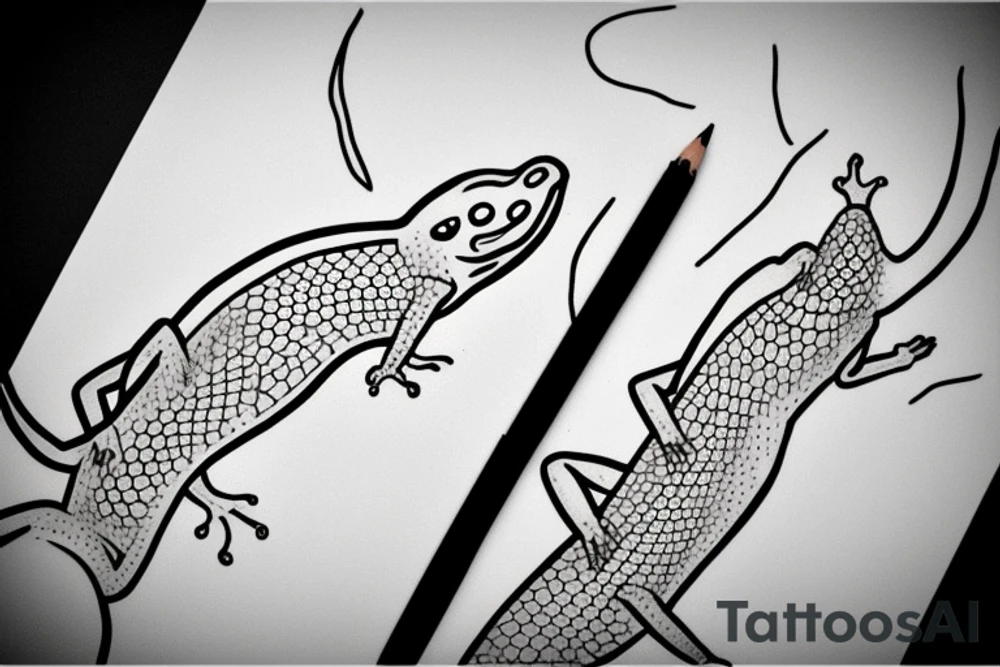 simple lizard minimalist outline tattoo idea