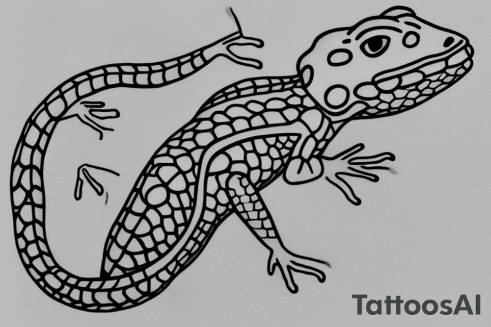 simple lizard minimalist outline gekko tattoo idea