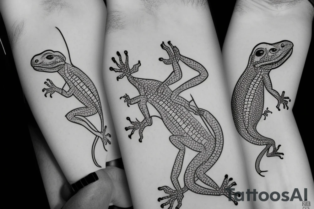 simple lizard minimalist outline gekko tattoo idea
