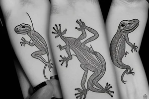 simple lizard minimalist outline gekko tattoo idea