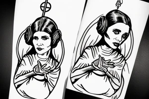 princess Leia as mother Mary holding in her hands felix felicis tattoo idea
