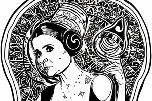princess Leia as mother Mary holding in her hands felix felicis tattoo idea