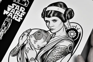 Star Wars princess Leia like catholic mother Mary holding in her hands felix felicis tattoo idea