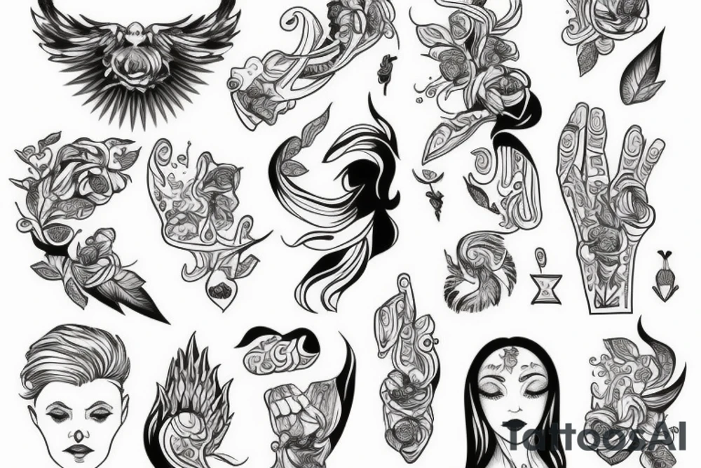 Mały kolorowy w słodkim stylu tattoo idea