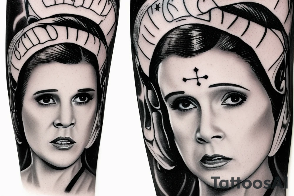 Star Wars princess Leia like catholic mother Mary tattoo idea