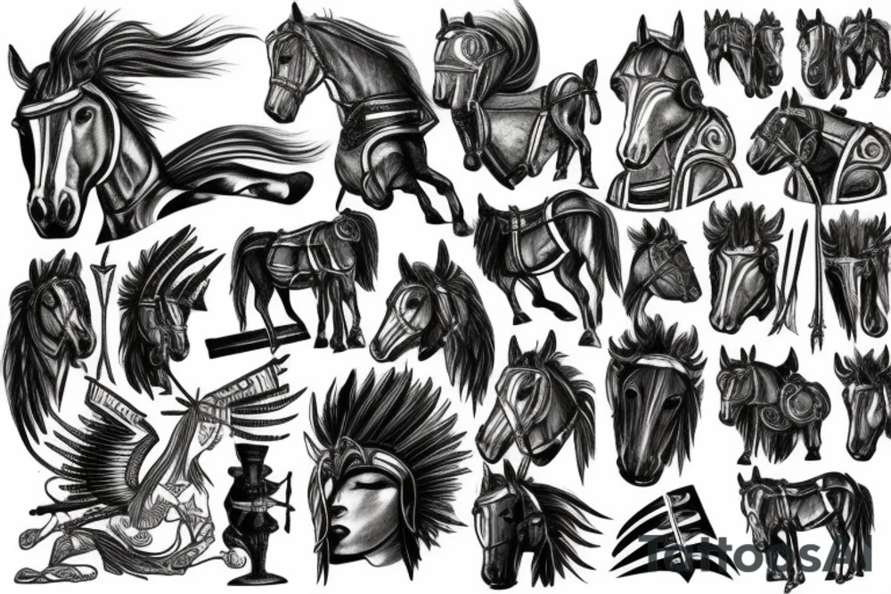 Spartan, ancient, horses, 555 tattoo idea