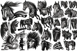 Spartan, ancient, horses, 555 tattoo idea