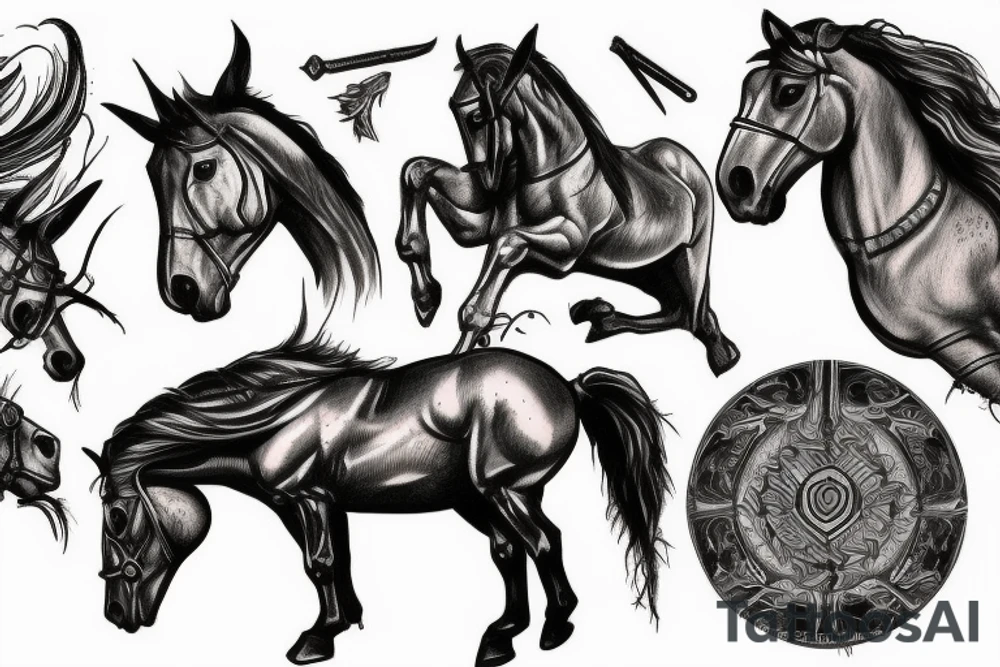 Spartan, ancient, horses, 555 tattoo idea
