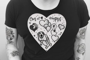 A puppy, champagne, a heart and a molecule tattoo idea