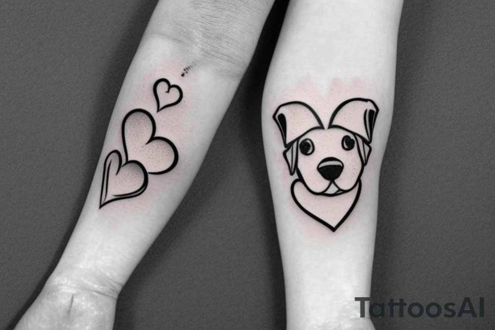 A puppy, champagne, a heart and a molecule tattoo idea