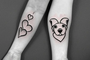 A puppy, champagne, a heart and a molecule tattoo idea