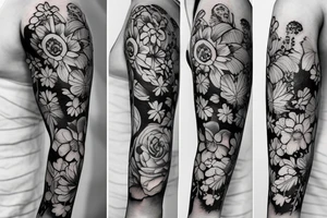 beautiful flowers around the arm tattoo idea