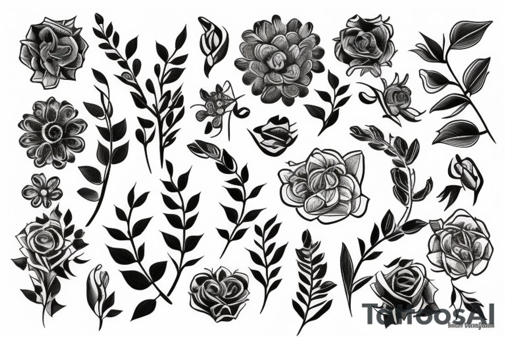 beautiful flowers around the arm tattoo idea