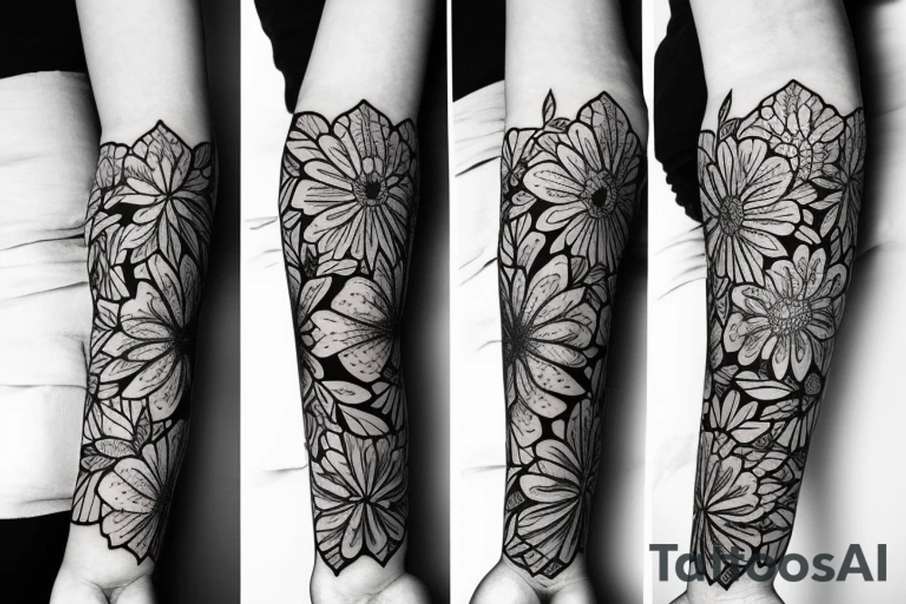 beautiful flowers around the arm tattoo idea